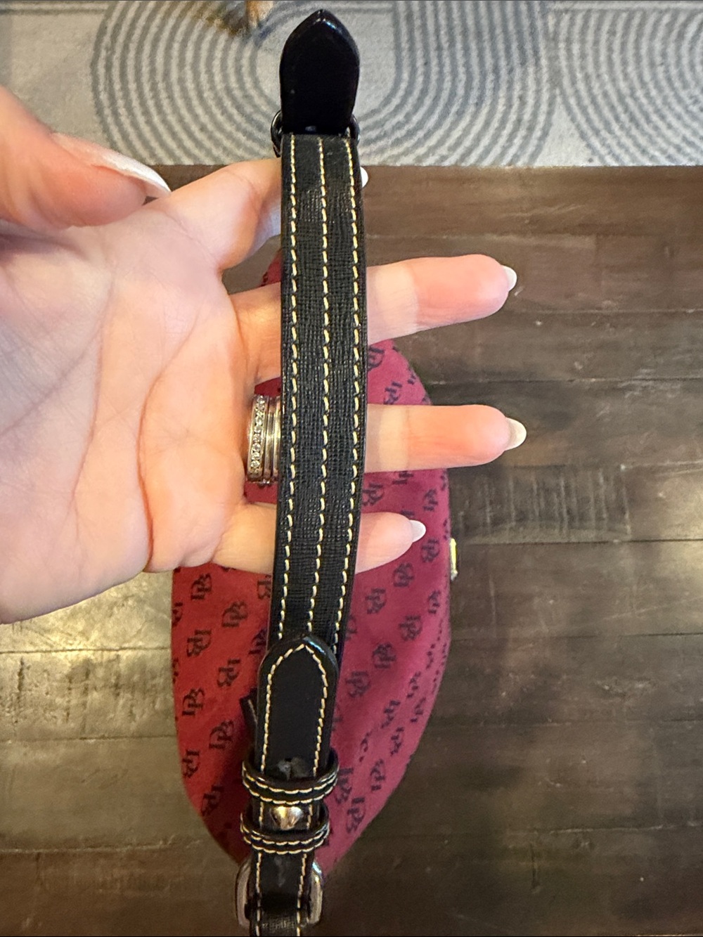 Dooney & Bourke Burgundy Monogram Shoulder Hobo - Picture 8 of 16